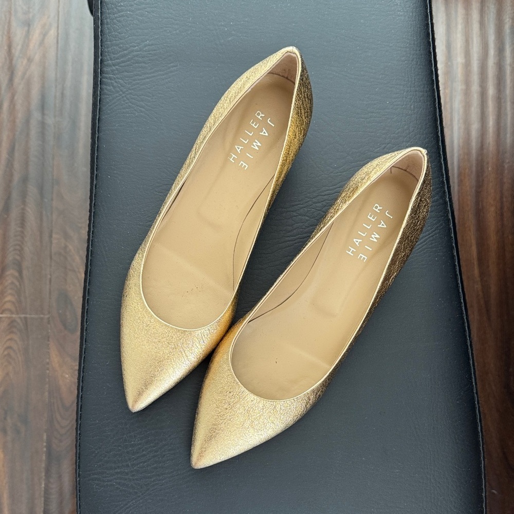 Jame Haller gold kitten heels